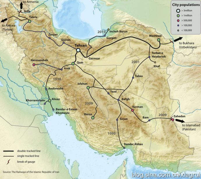 提议乌鲁木齐-伊朗德黑兰铁路线,连接中东,欧洲作者:地图看世界山寨版